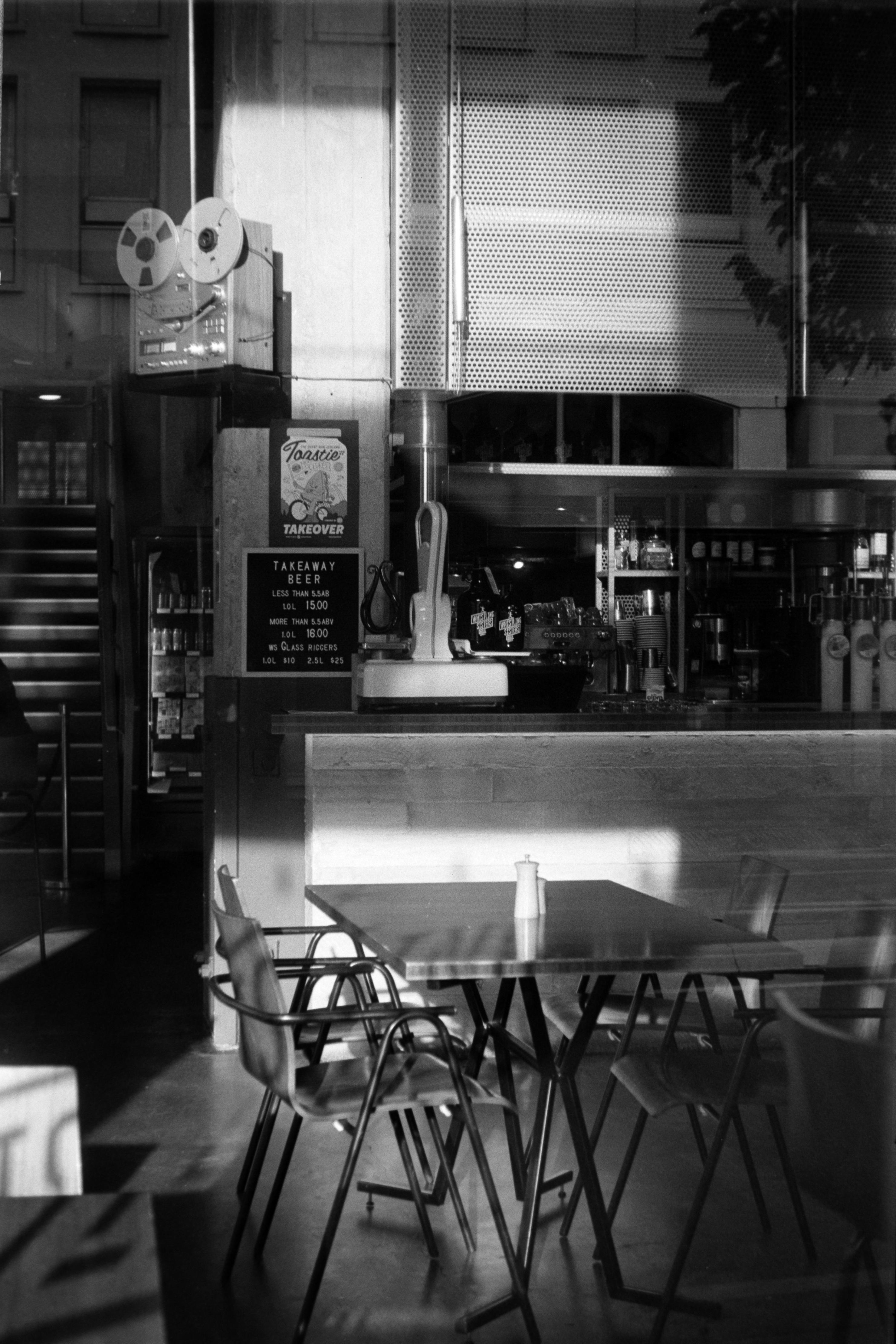 Photo of a bar with fading light inside